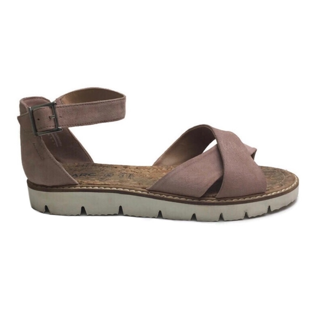 Marc Art of Walking Suede Crisscross Ankle Strap Dusty Rose Sandals Size 41